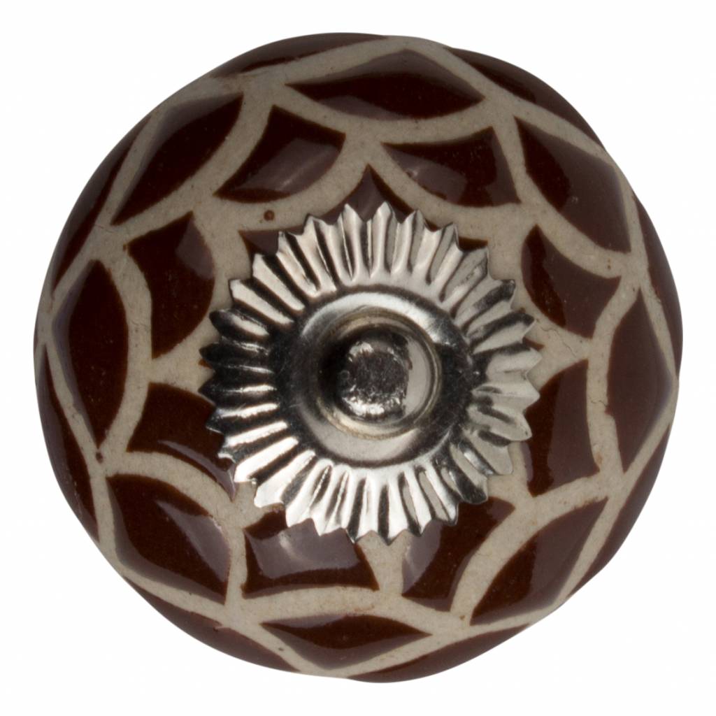 Furniture knob 40mm relief - brown/white