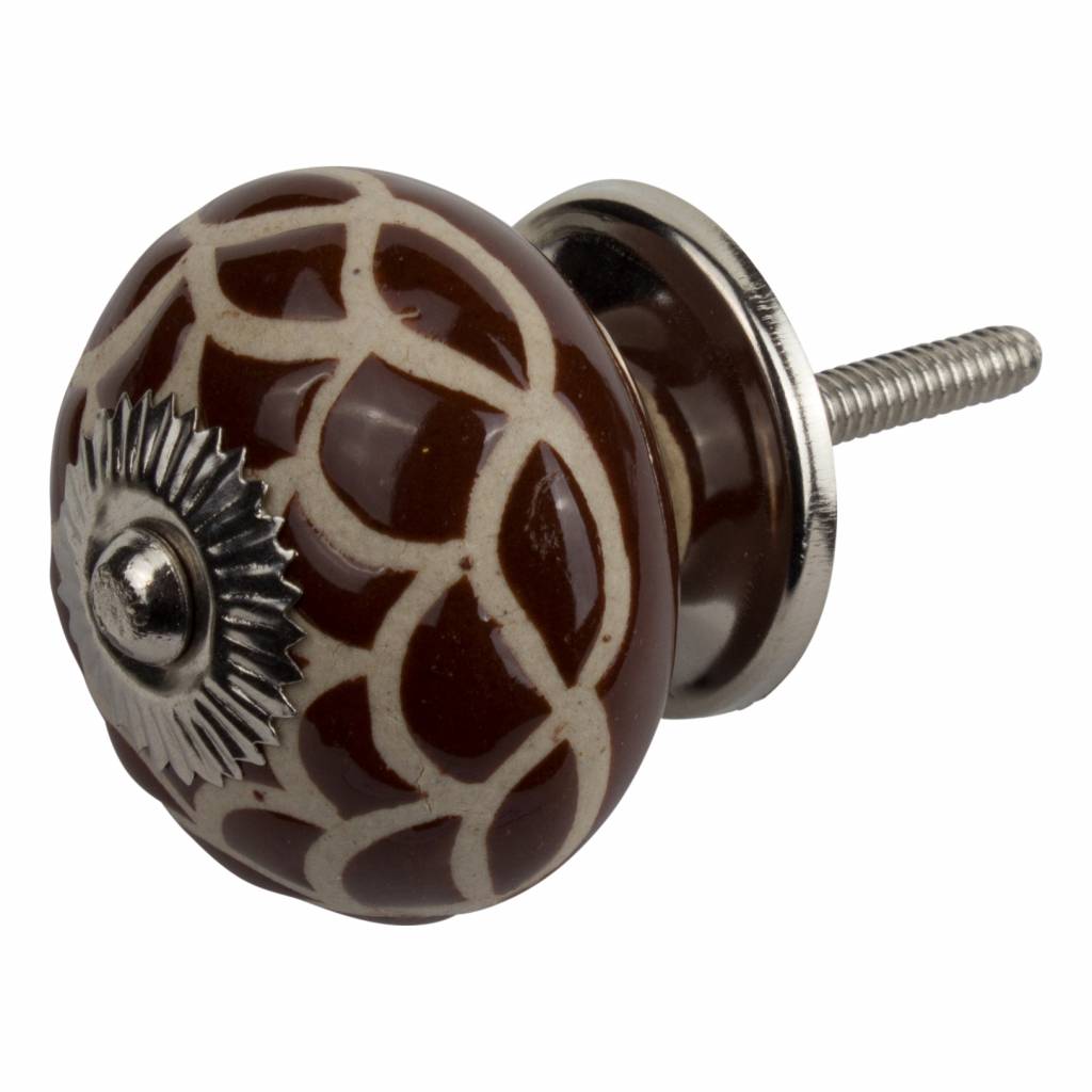 Furniture knob 40mm relief - brown/white