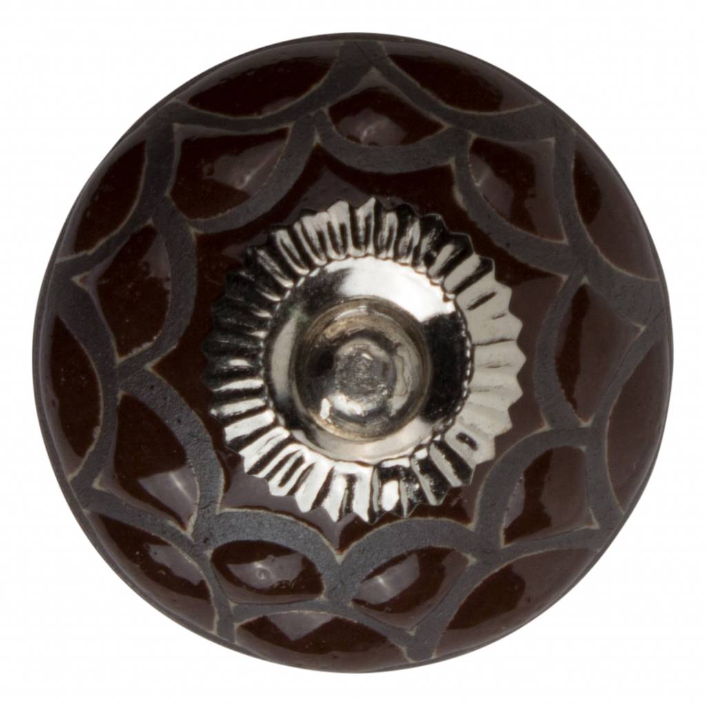 Furniture knob 40mm embossed brown/black