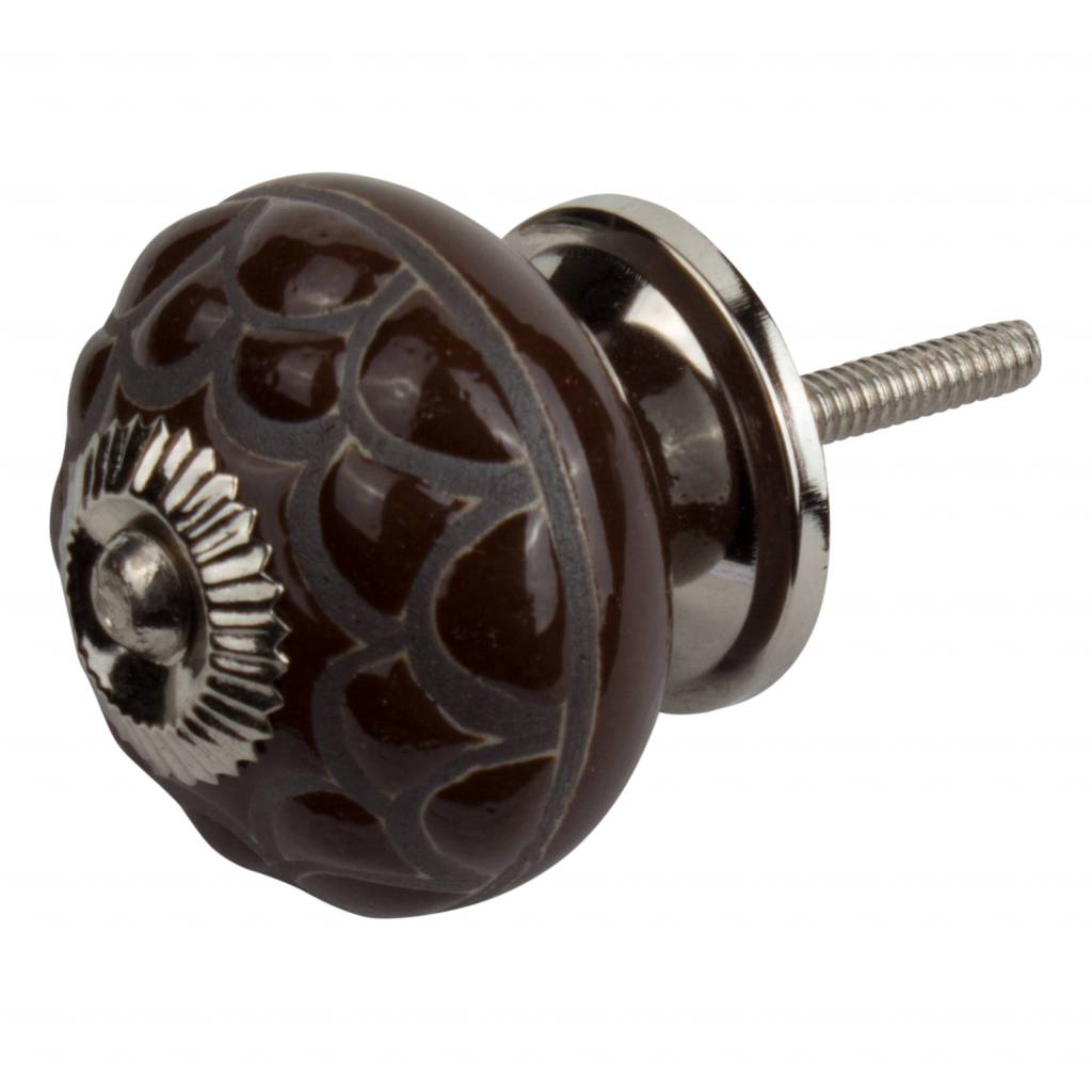 Furniture knob 40mm embossed brown/black