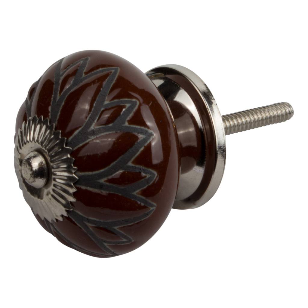 Furniture knob 40mm brown/black flower