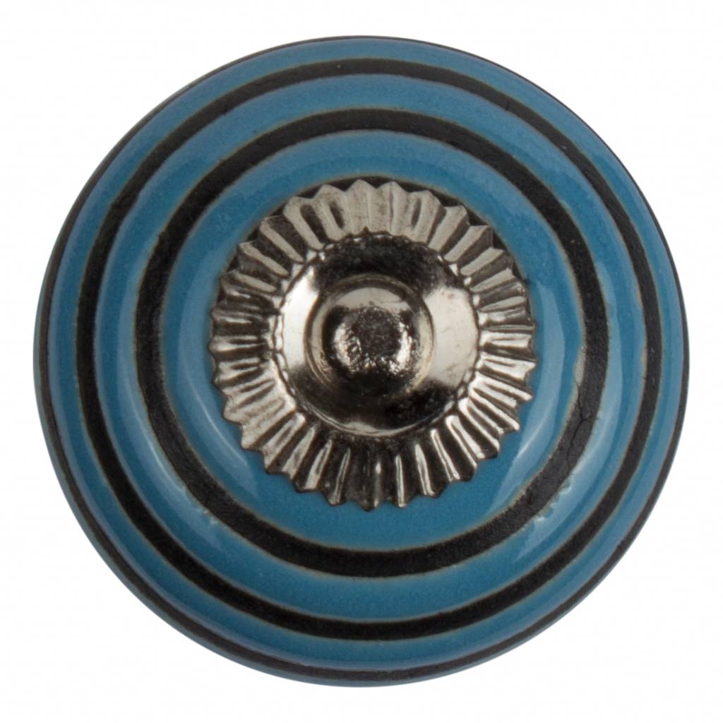 Meubelknop 40mm reliëf Deco blauw/zwart