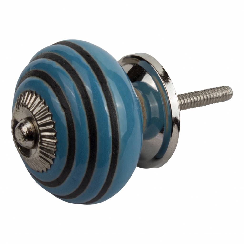 Furniture knob 40mm relief Deco blue/black