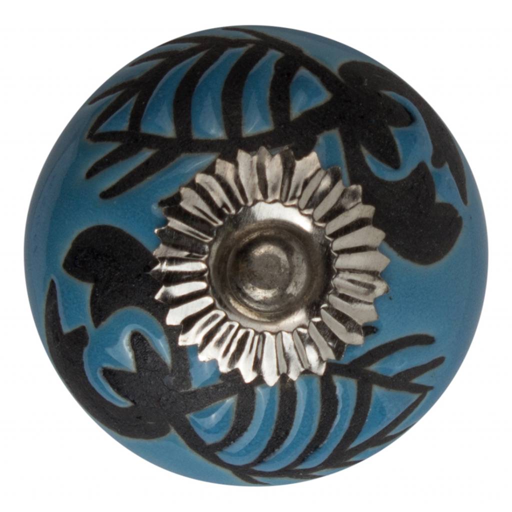 Meubelknop 40mm kreeft blauw/zwart