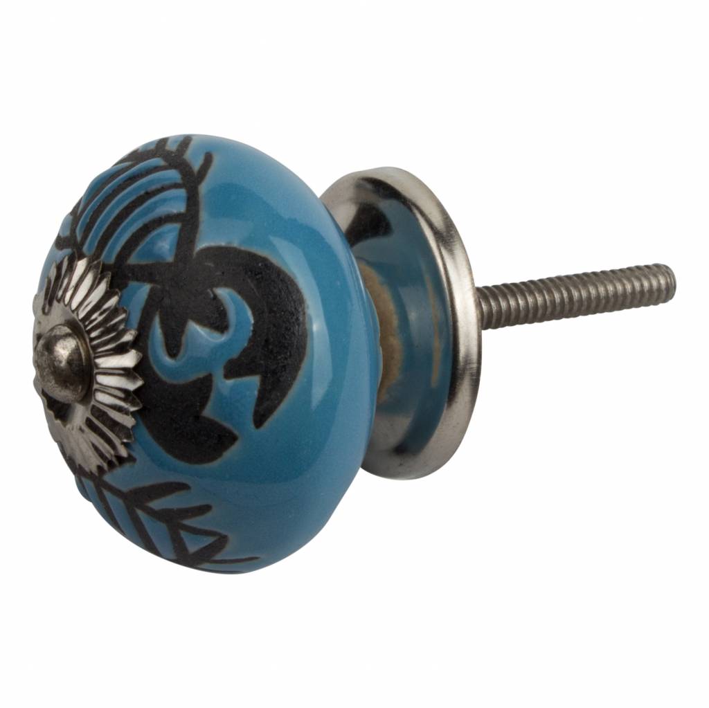 Meubelknop 40mm kreeft blauw/zwart