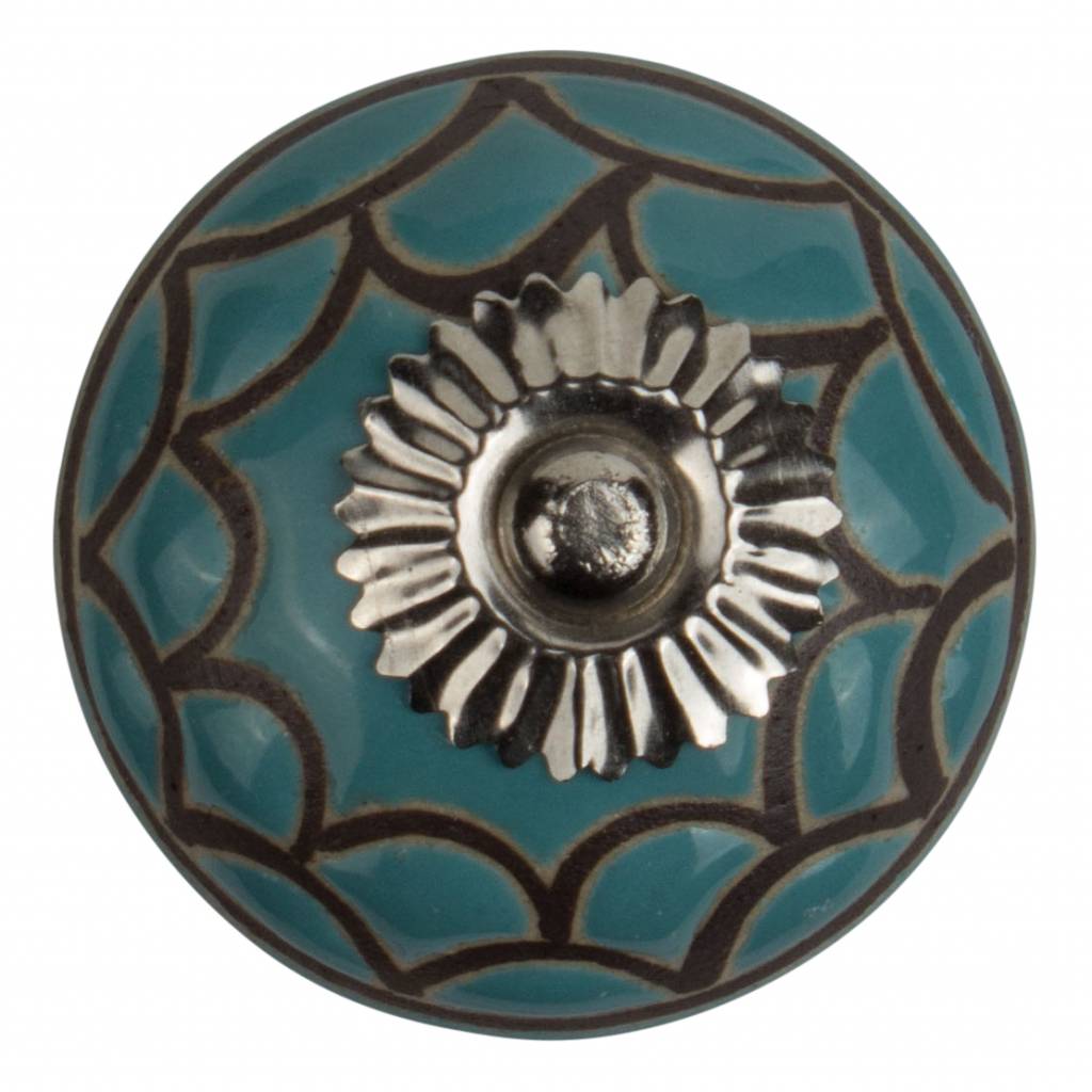 Furniture knob 40mm relief Deco blue/black