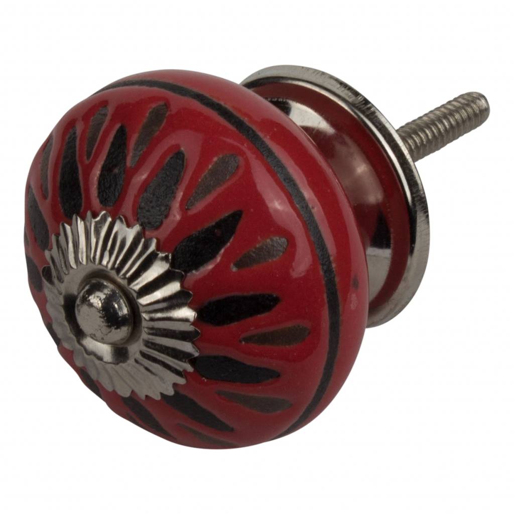 Furniture knob 40mm red / black