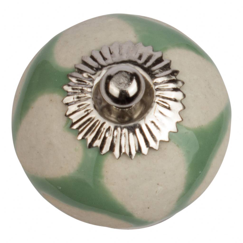 Furniture knob 40mm green beige hearts