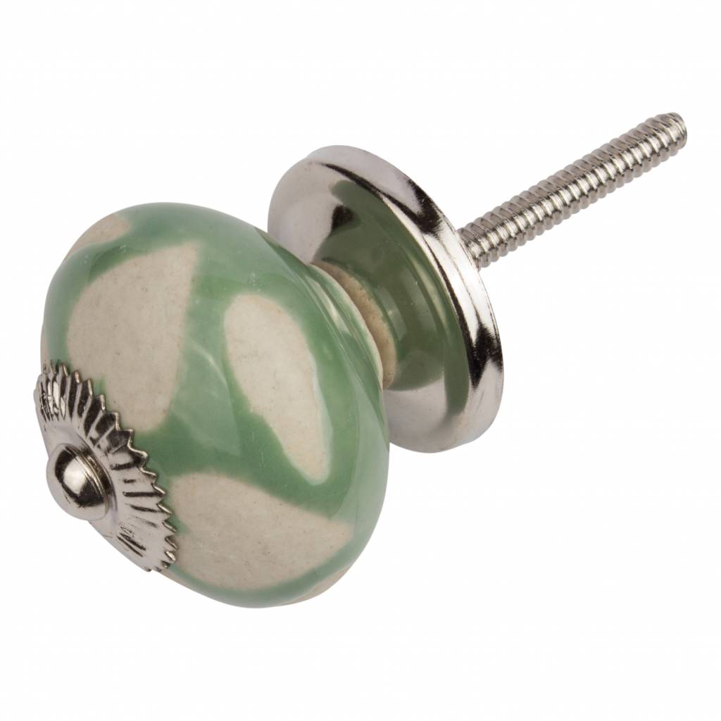 Furniture knob 40mm green beige hearts