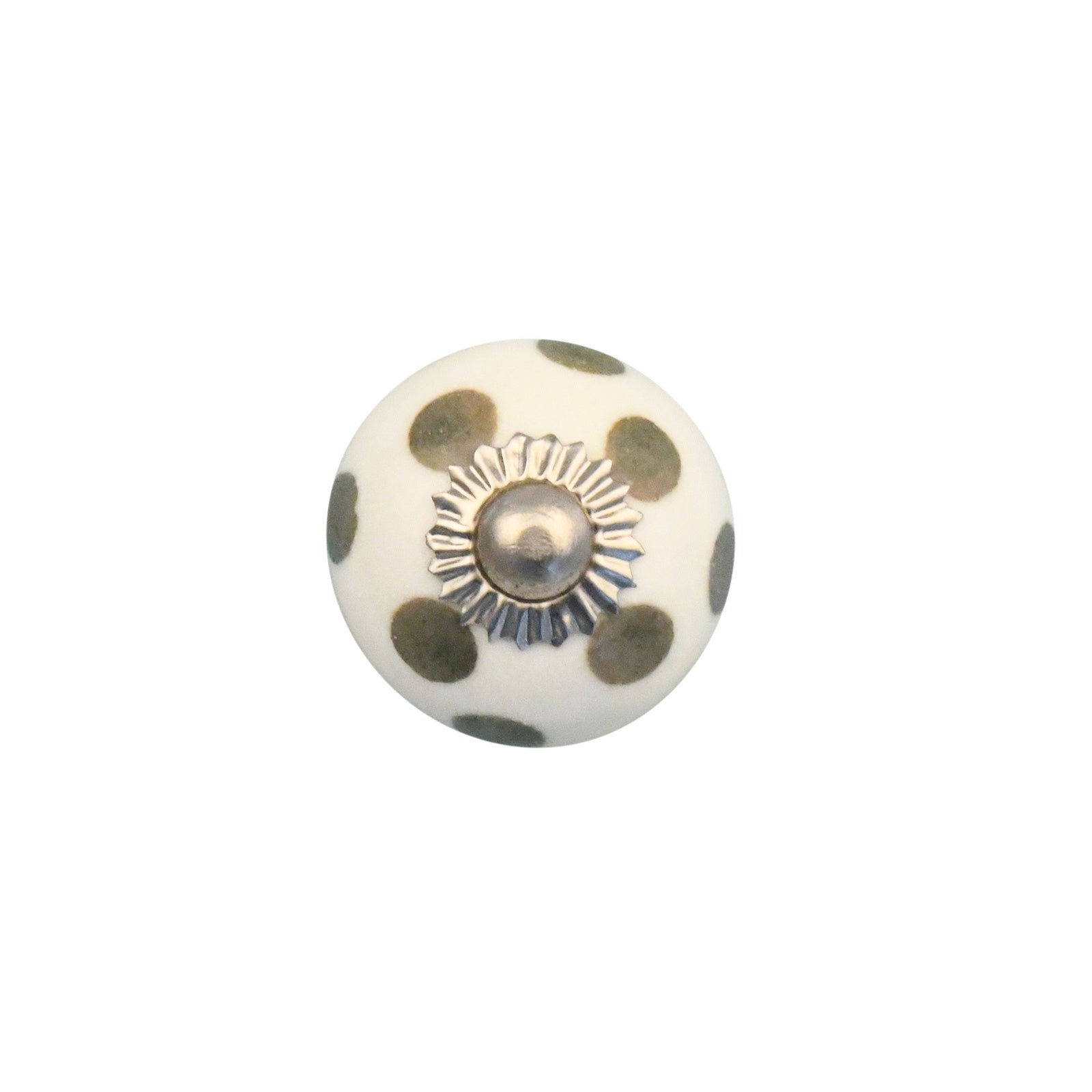 Furniture knob 30mm white with green dots