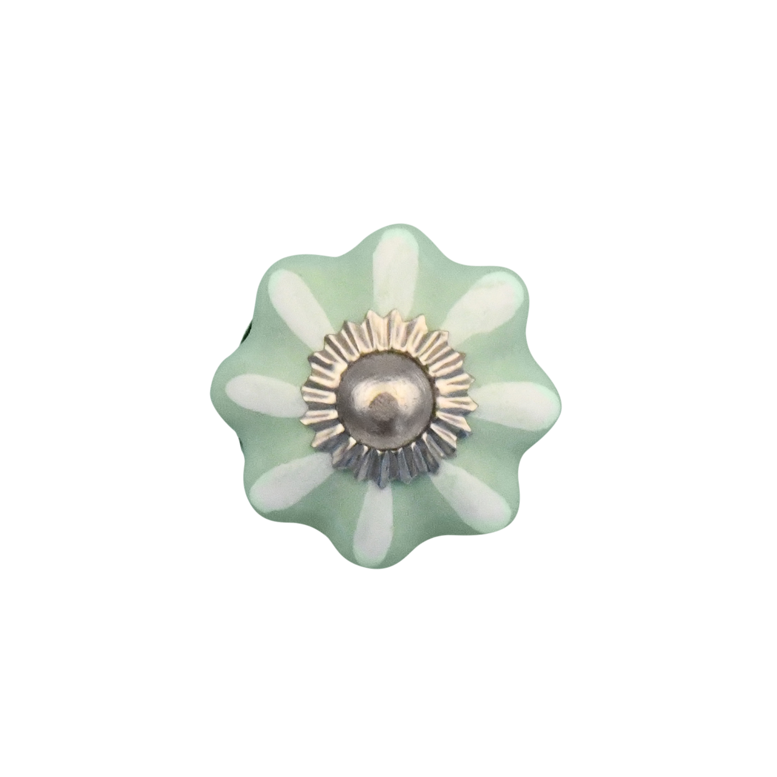 Furniture knob 30mm green white flower