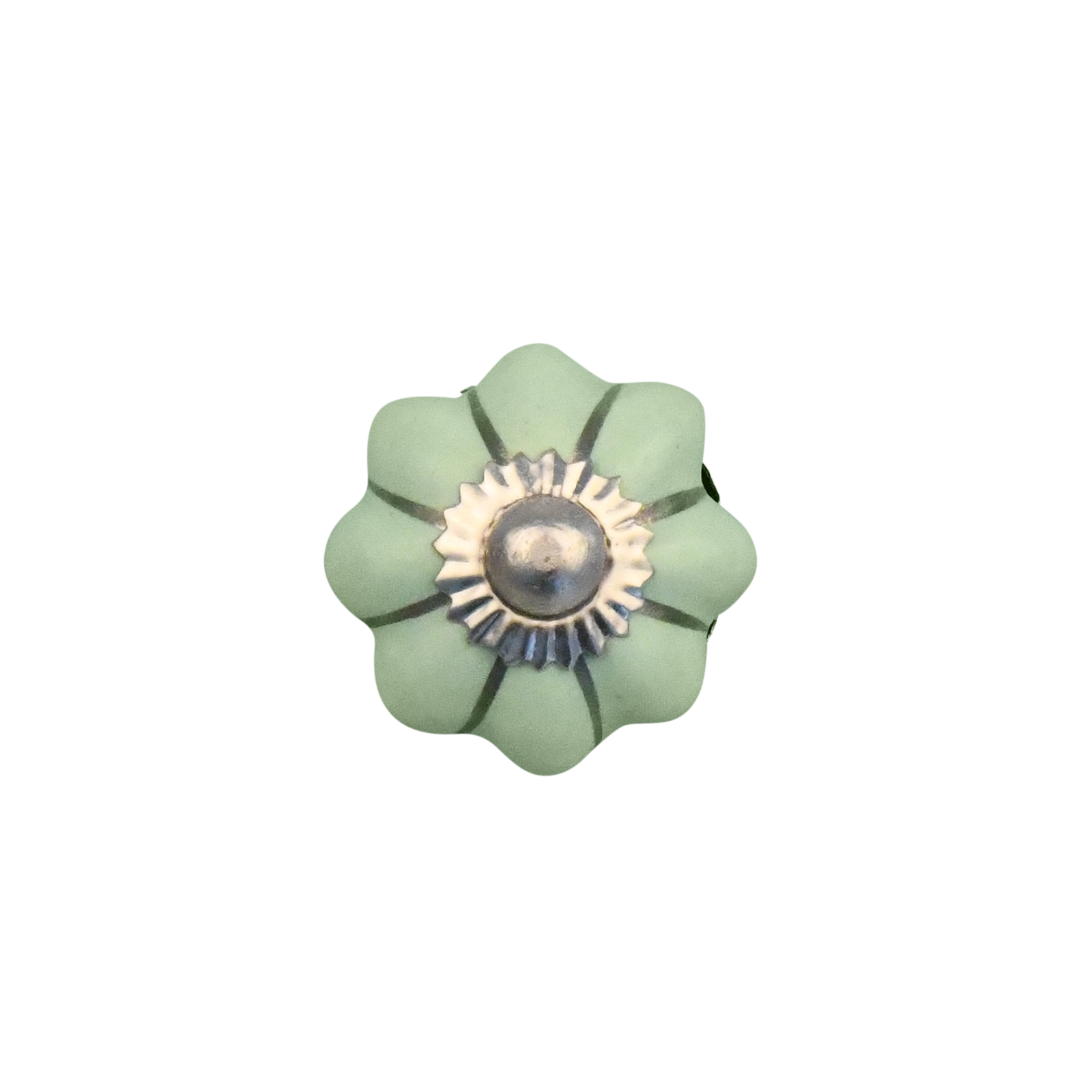 Furniture knob 30mm green silver flower