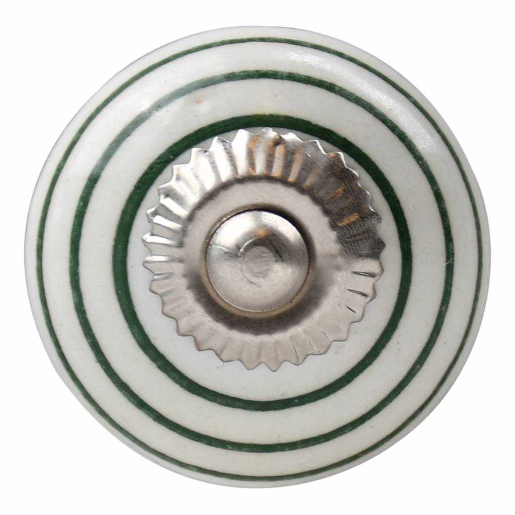 Furniture knob 40mm white green striped