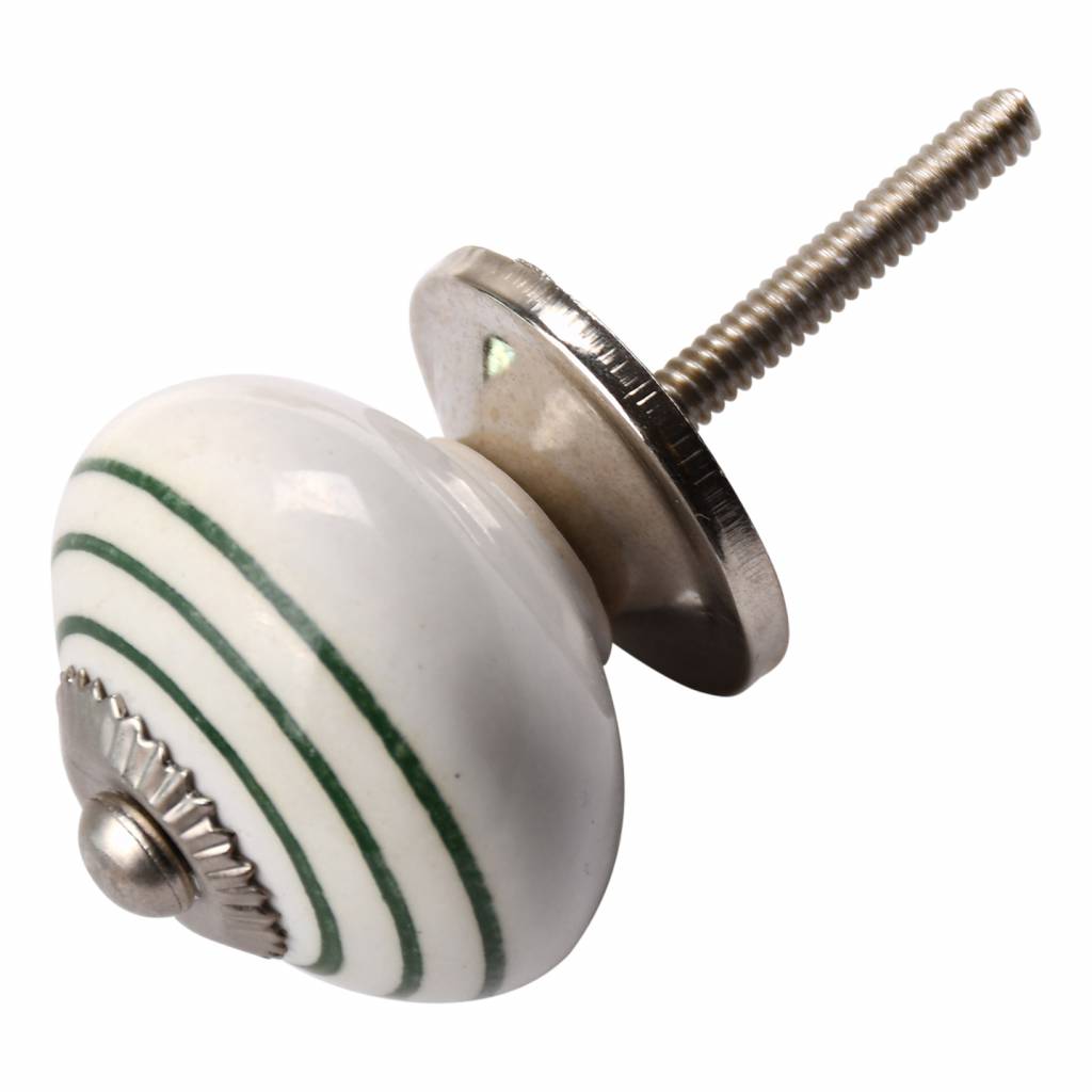 Furniture knob 40mm white green striped