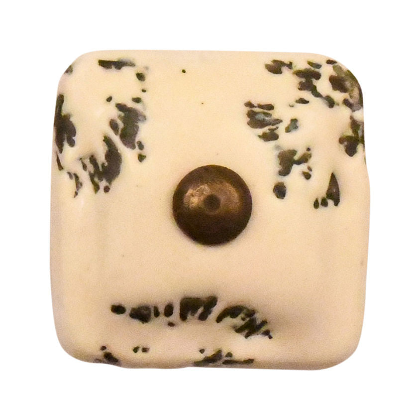 Cabinet knob 36mm square cream/black/bronze