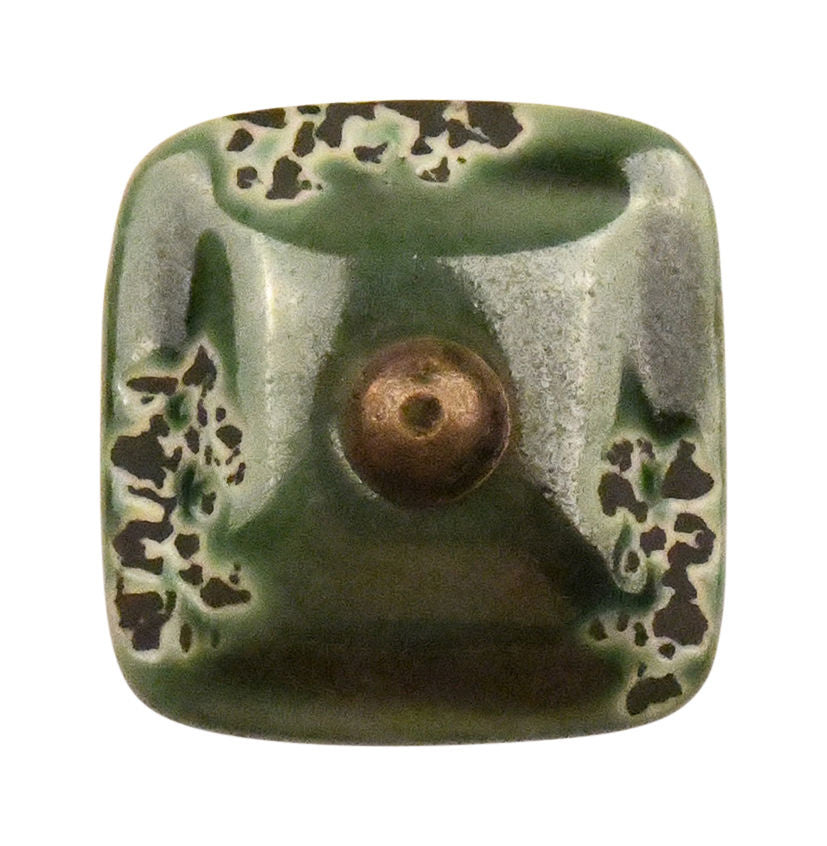 Cabinet knob 36mm square green/black