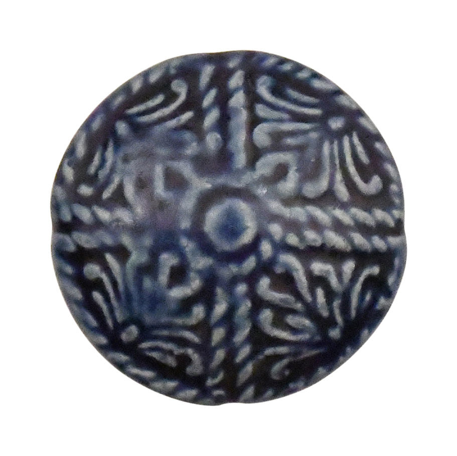 Furniture knob 40.5mm Flora blue/white