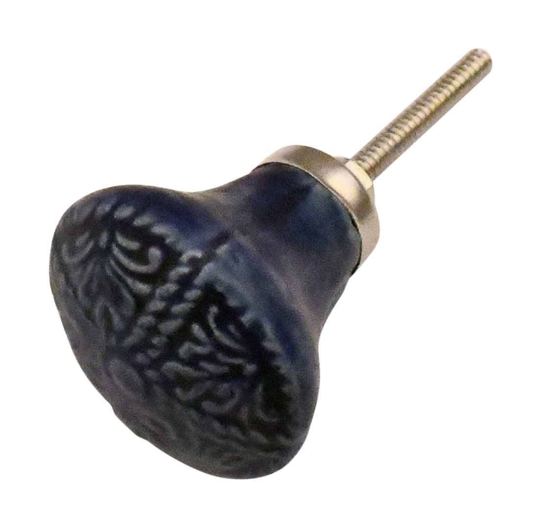 Furniture knob 40.5mm Flora blue/white