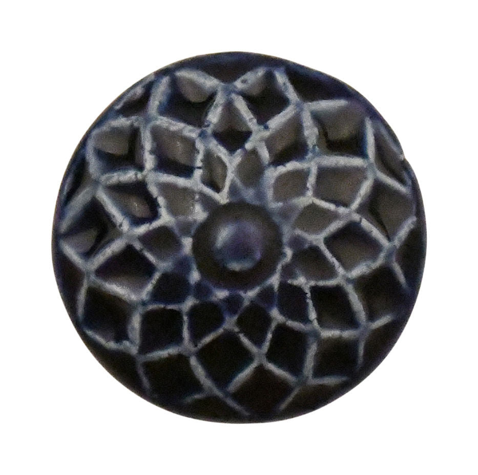 Furniture knob 43mm dark blue with floral pattern