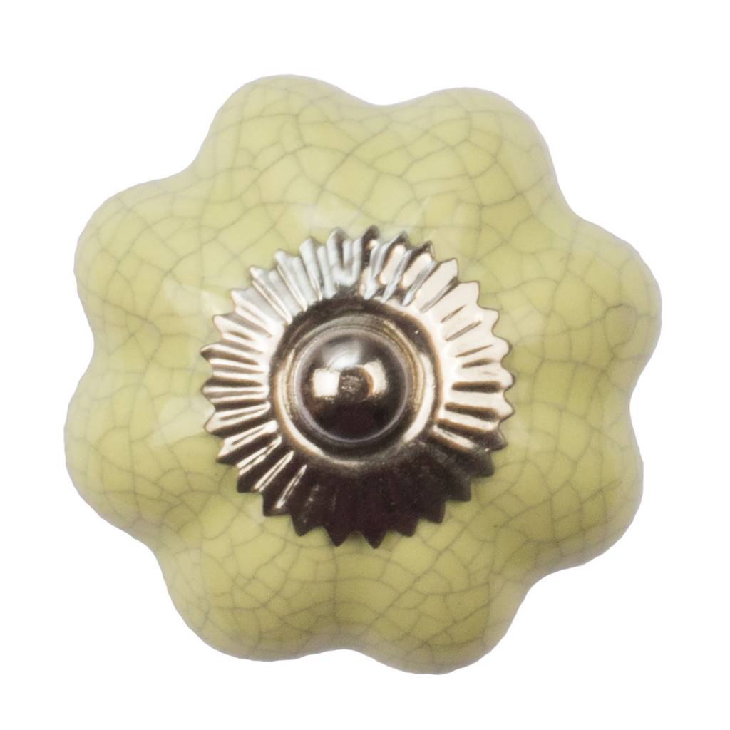 Furniture knob 40mm yellow flower crackled