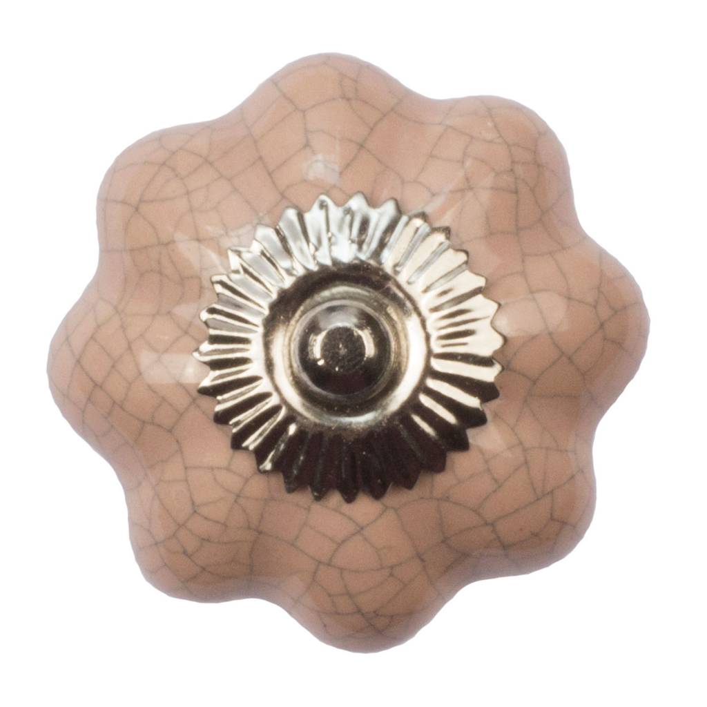 Furniture knob 40mm pink flower crackled