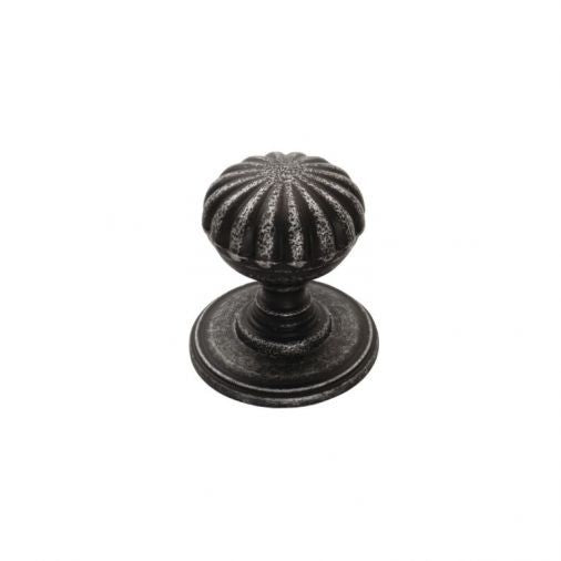 Rustic Cast Iron Cabinet Knob with Ribbed Design