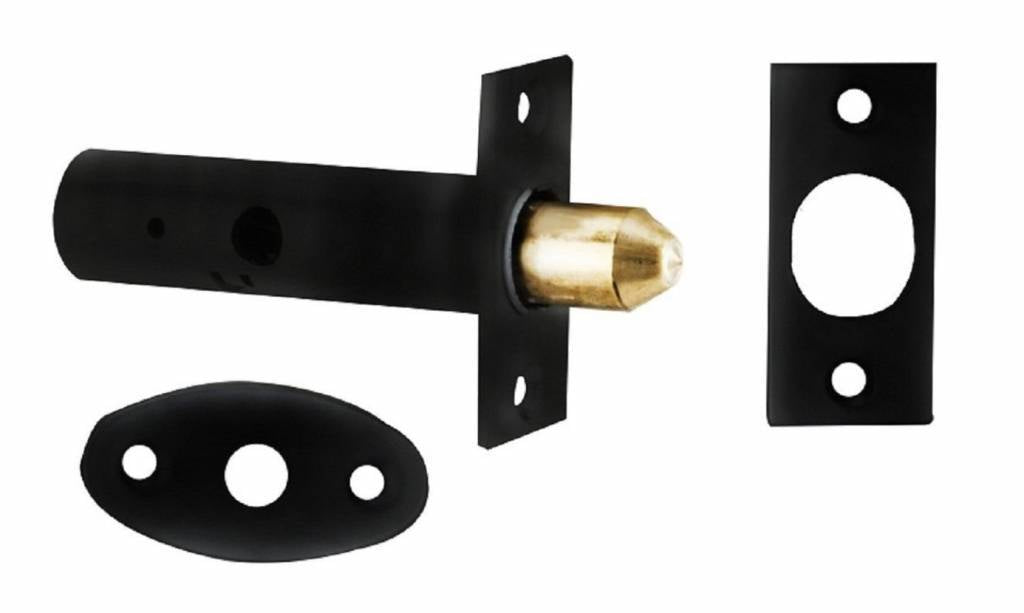 Mortise latch painted black 61mm