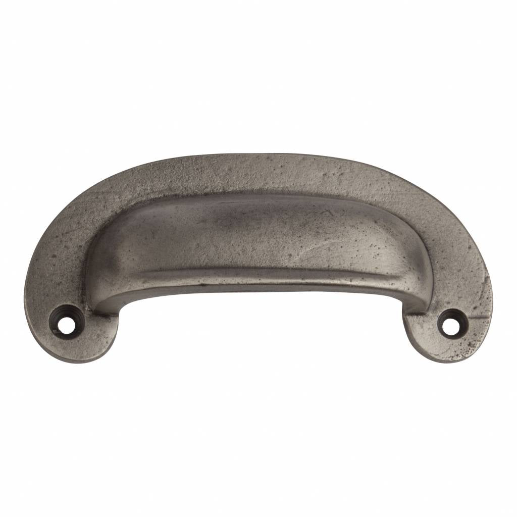 Oval Cast Iron Cup Pull - Pewter Finish | 104mm