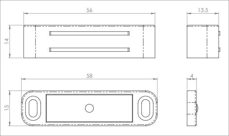 Magnetic catch white 56 x 14 x 14 mm