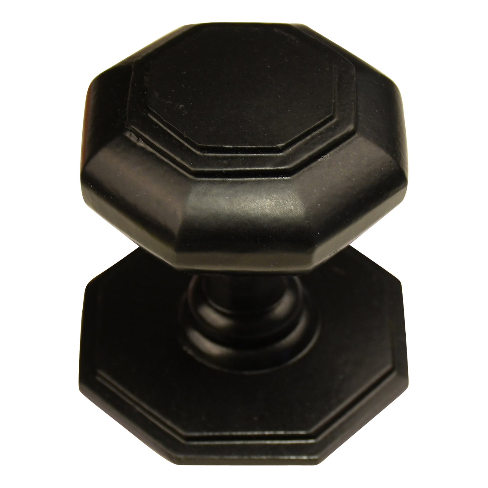 Black front door knob octagon - 70mm - single