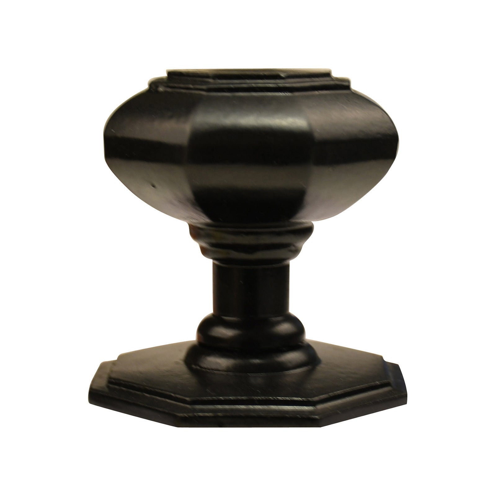 Black front door knob octagon - 70mm - single