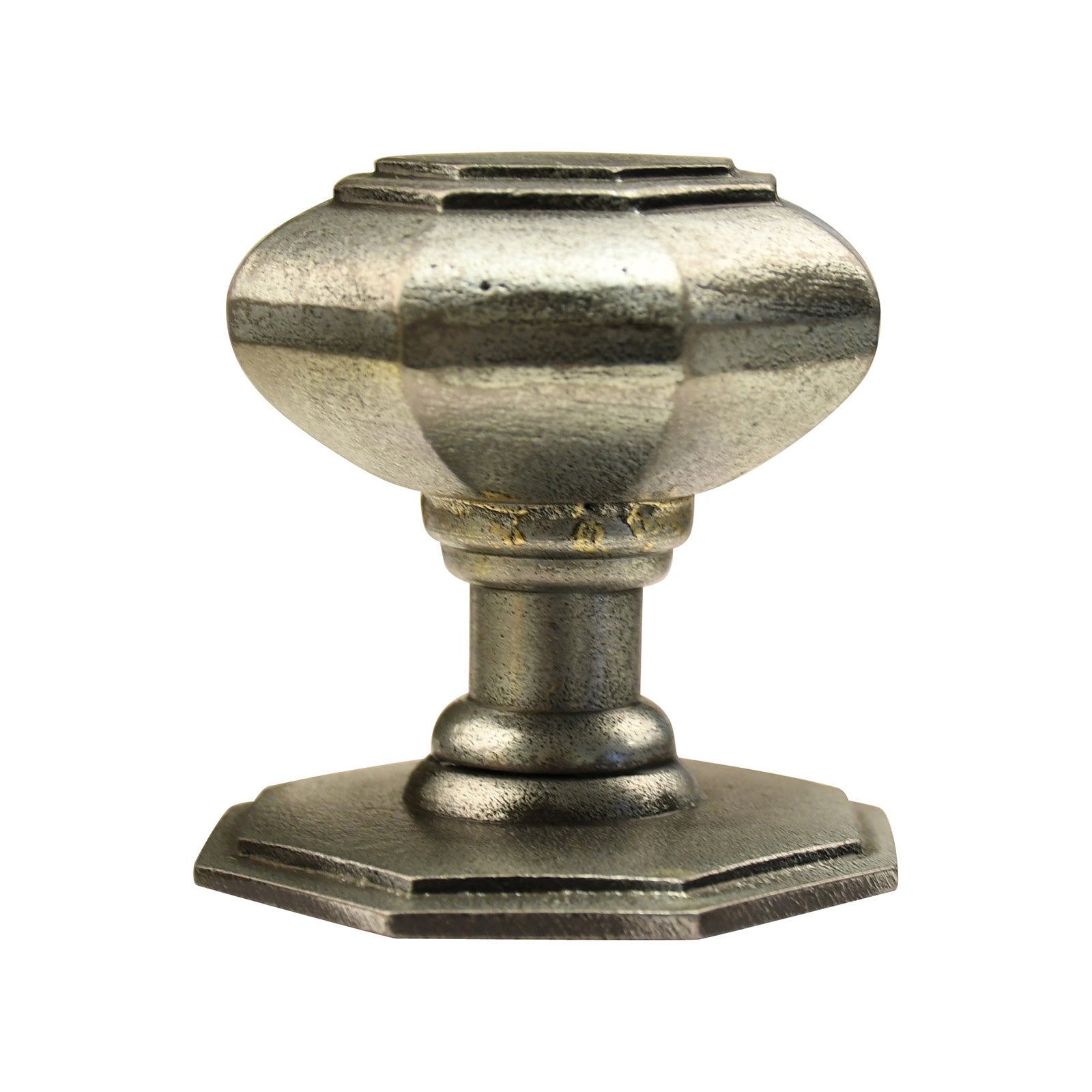 Pewter voordeurknop achthoek - 70mm - enkel