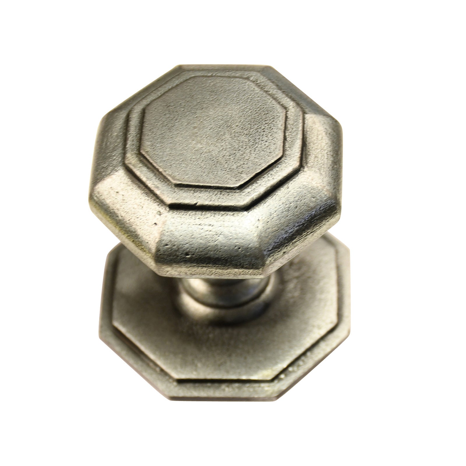 Pewter front door knob octagon - 70mm - single