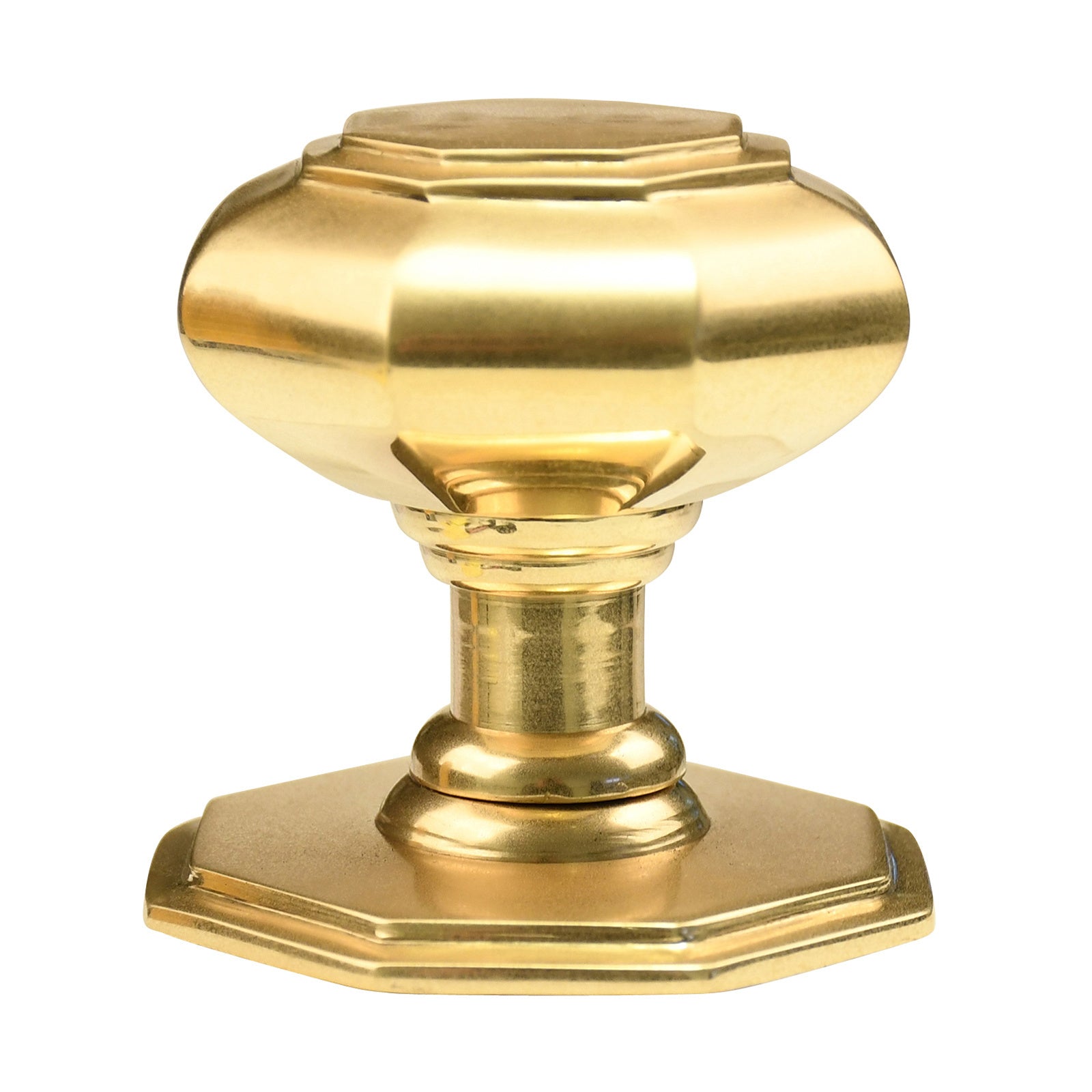 Brass front door knob octagon - 70mm - single 