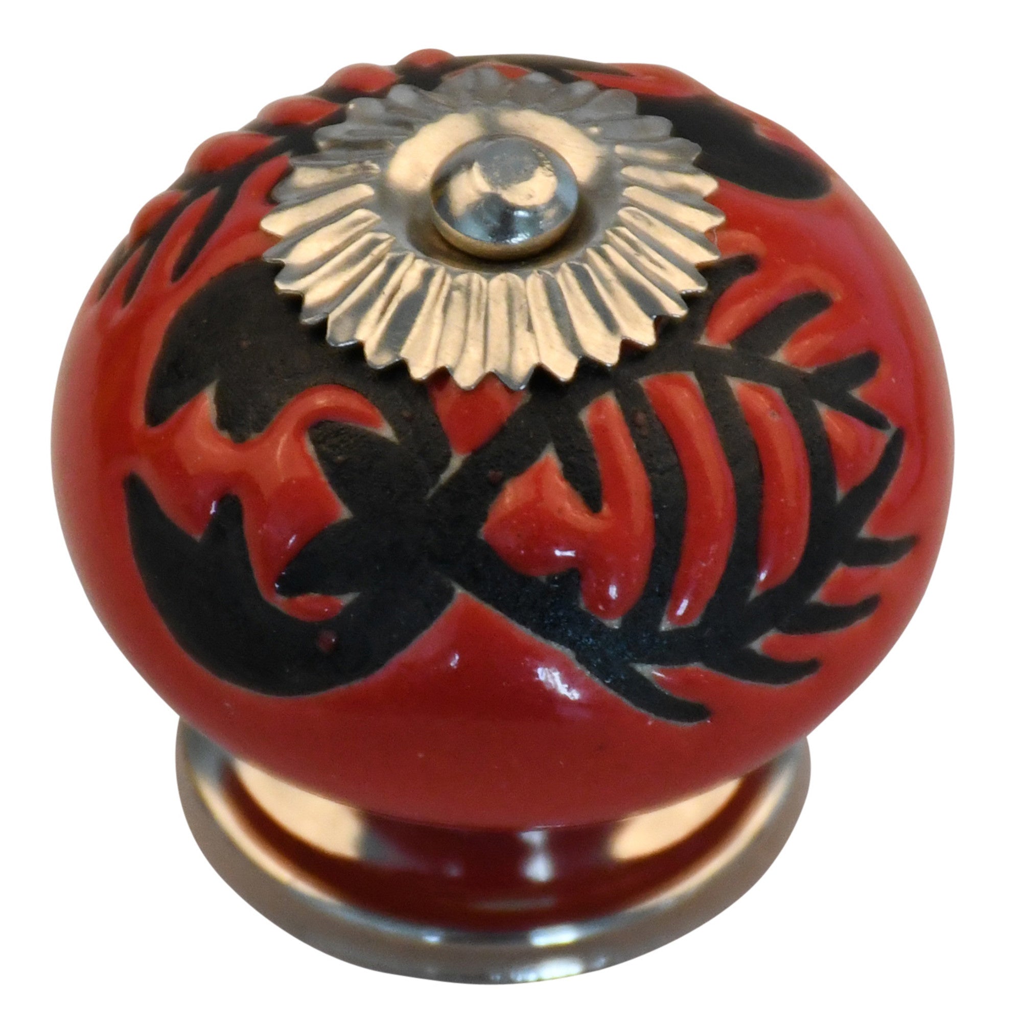 Furniture knob 40mm lobster red/black