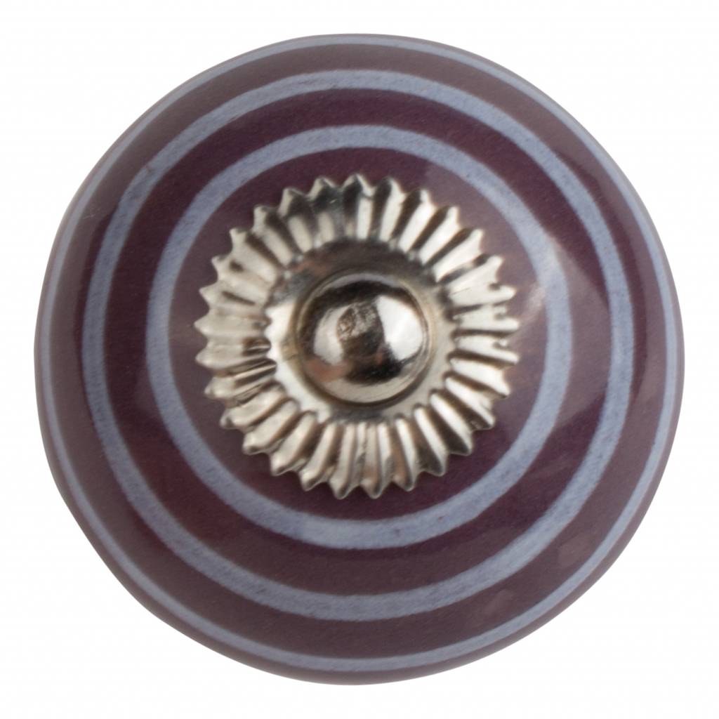 Furniture knob 40mm purple with white stripes