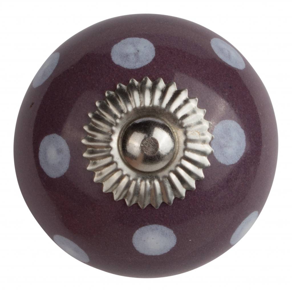 Furniture knob 40mm purple with white dots