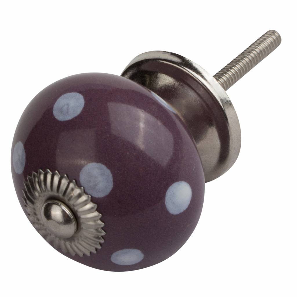 Furniture knob 40mm purple with white dots