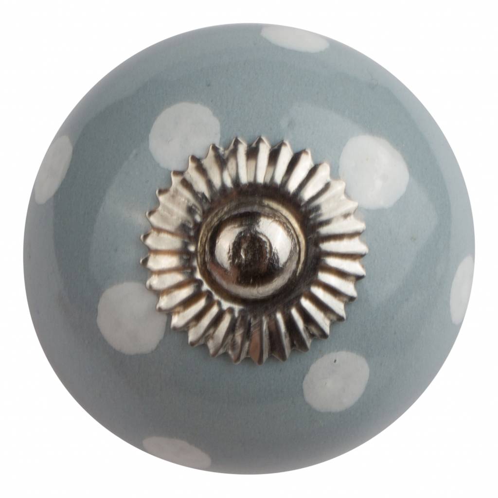 Furniture knob 40mm gray with white dots