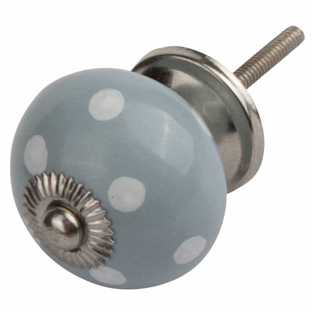 Furniture knob 40mm gray with white dots