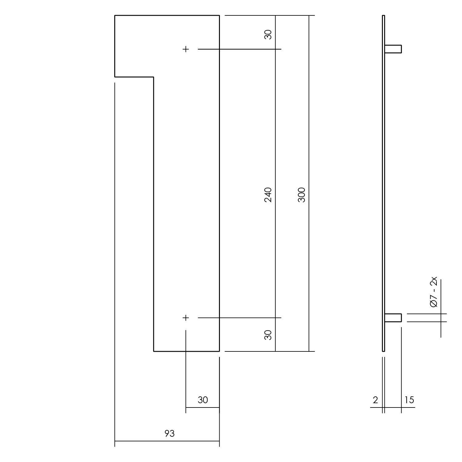 Huisnummer 1 XL 300 mm mat zwart