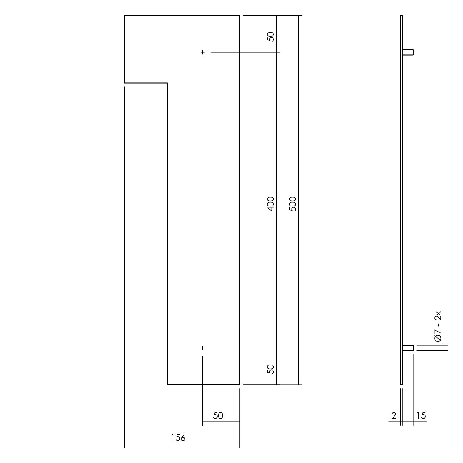 Huisnummer 1 XXL 500 mm mat zwart