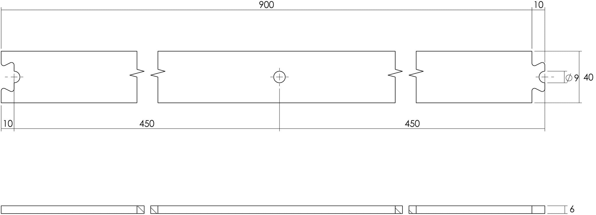 Tussenrail 90cm in mat zwart