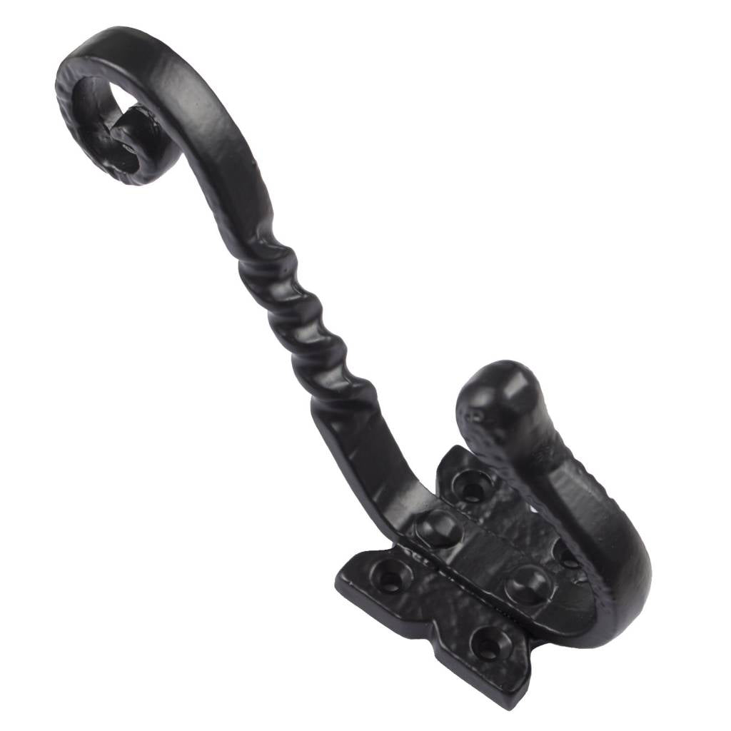 Coat Hook "Twisted Scroll" - Black Cast Iron