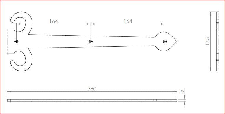 Decorative hinge 380 x 145mm