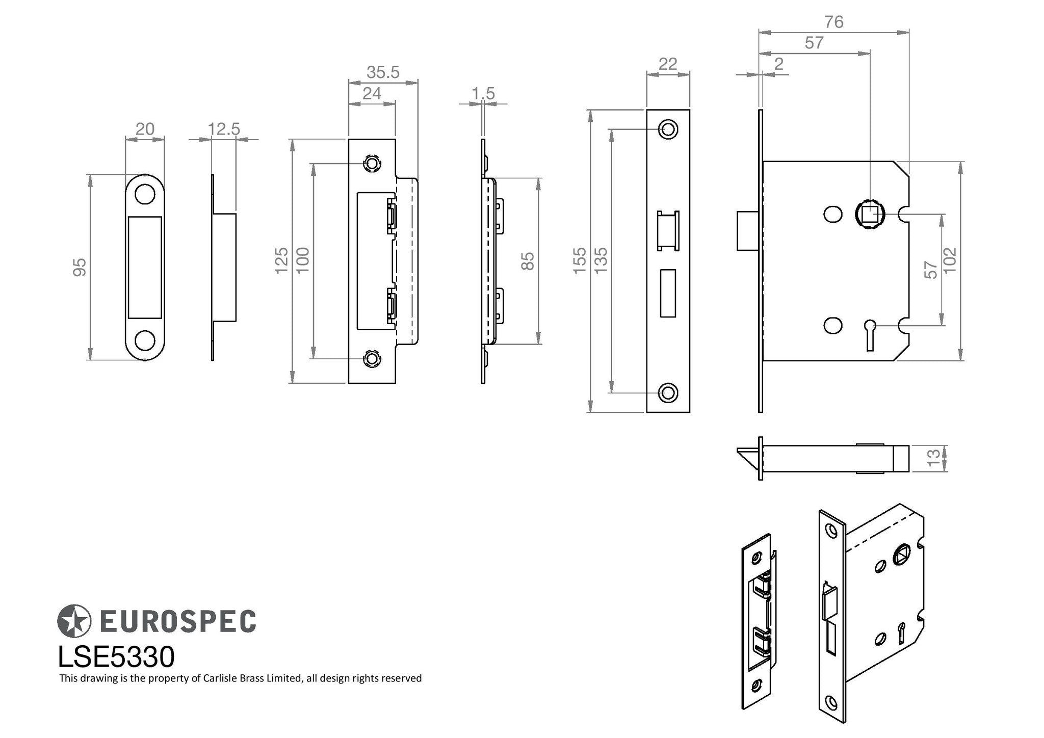 Keypad day and night lock 57mm