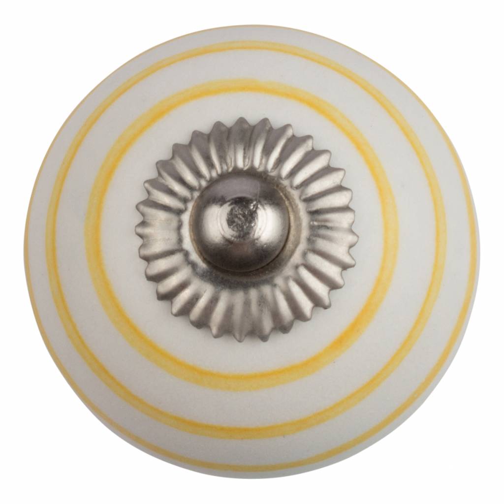 Furniture knob 40mm white with yellow stripes