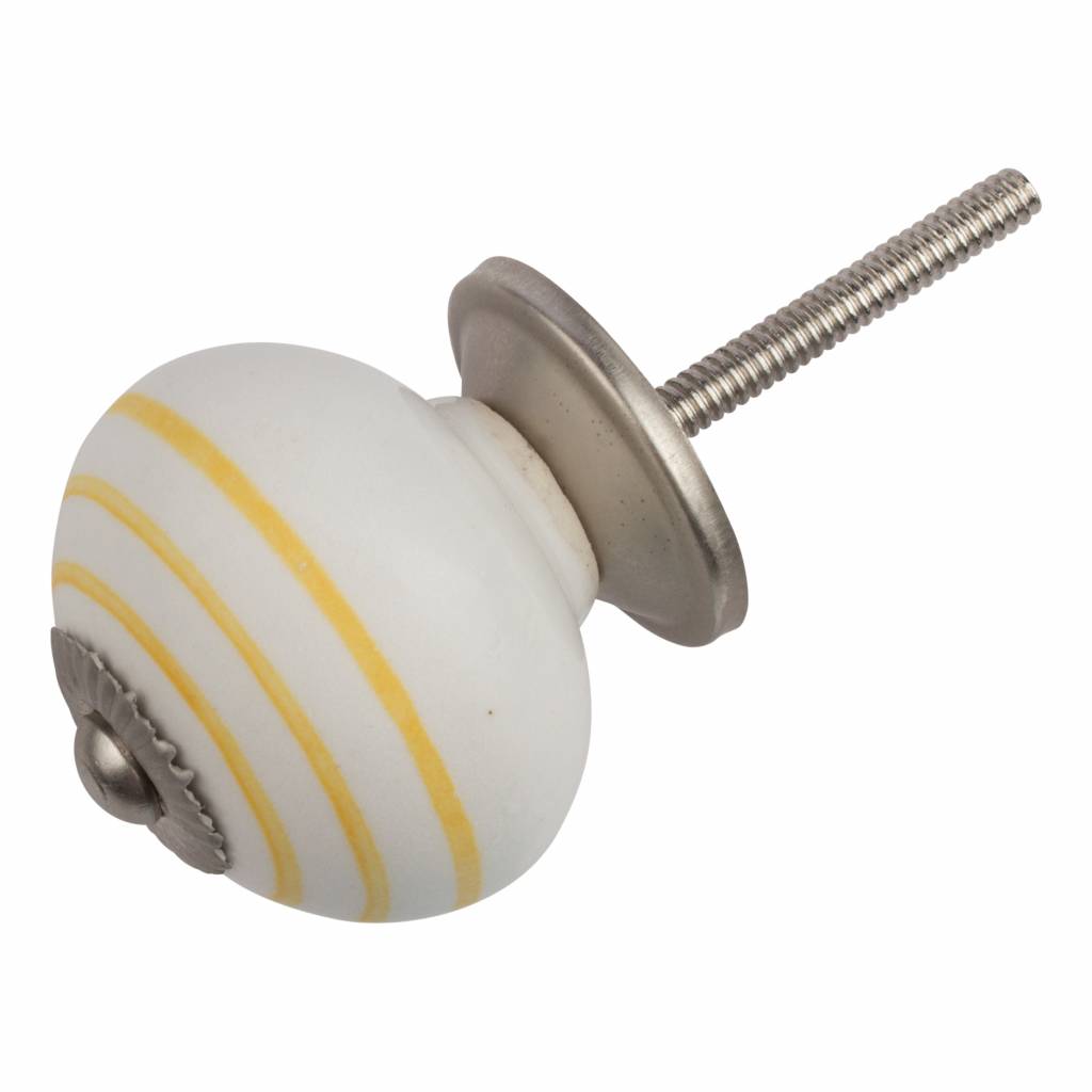 Furniture knob 40mm white with yellow stripes