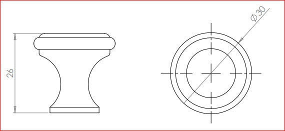 Kastdeurknop 30mm - pewter finish