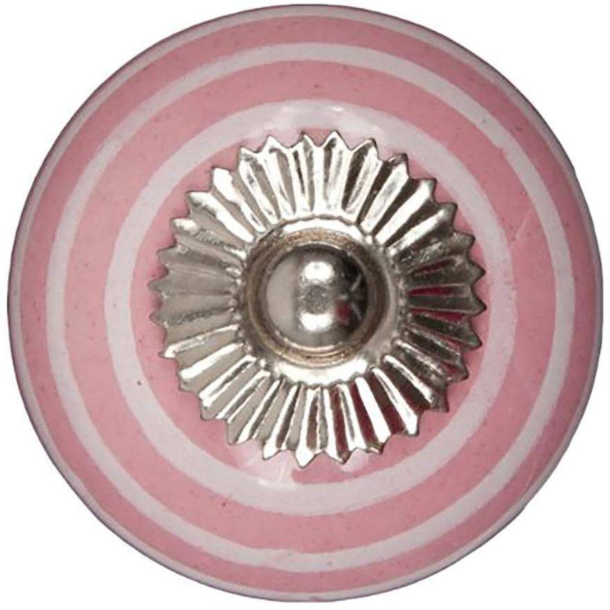 Furniture knob 40mm pink white striped